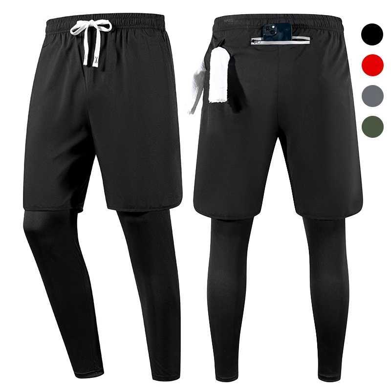 2-in-1 Athletic Running Pants with Pockets Towel Loop Quick Dry Gym Workout Compression Pants for Men Training Fitness X250804
