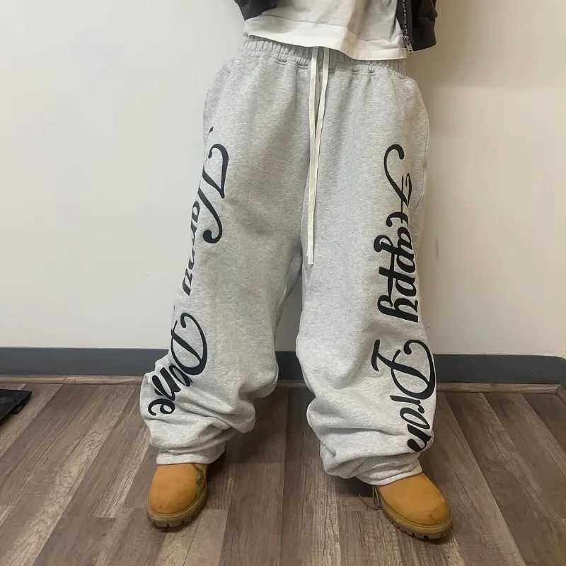 2025 Streetwear Men Printed Straight Leg Pants American Hip Hop Fashion Casual Pants Goth Harajuku Retro Loose Sweatpants Women X250804