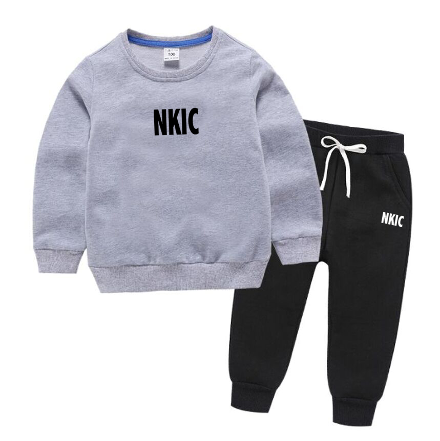 Kids Leisure Letter Print 2pcs Pants Brand White Black Tracksuits Boys Girls Spring Autumn Outfits Streetwears Children Clothes-image-1111306148