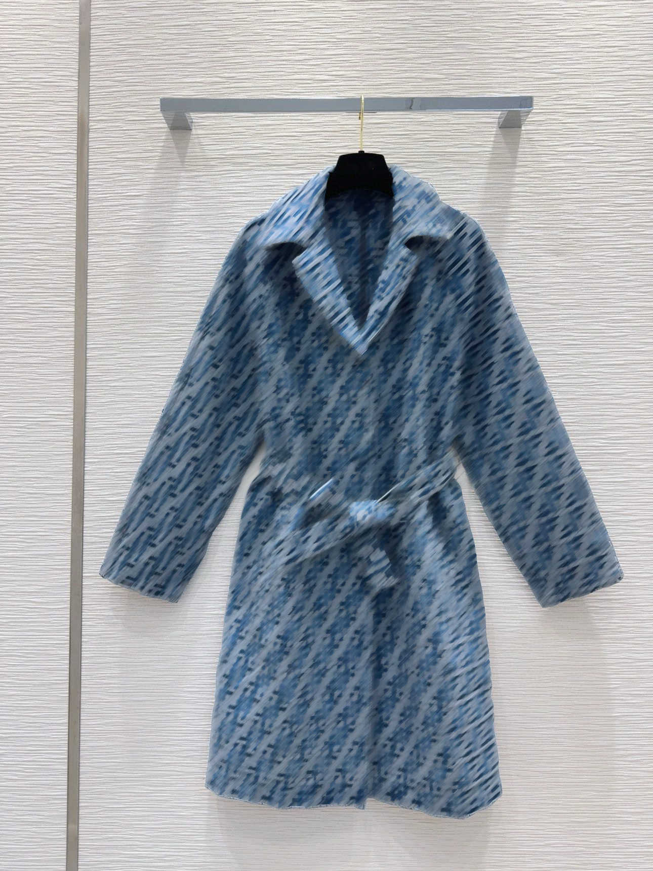 Denim Old Flower Jacquard designer dress womens Lapel Button Belt Pocket dress High Quality Long Sleeve Branding Dresses