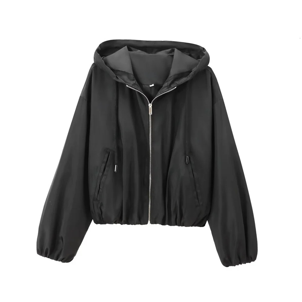 RARF Autumn Style European and American Fashion Technology Fabric Drawstring Zipper Hooded Jacket Coat 250804