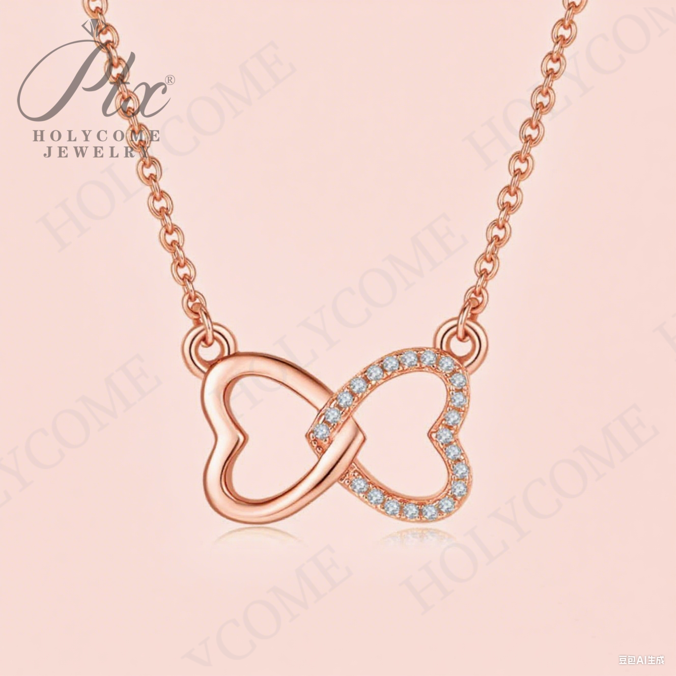 925 Silver D White Moissanite Heart Shape Pendant Double Heart Necklaces For Women Girls Wedding Luxury Designer Jewelry Accessories
