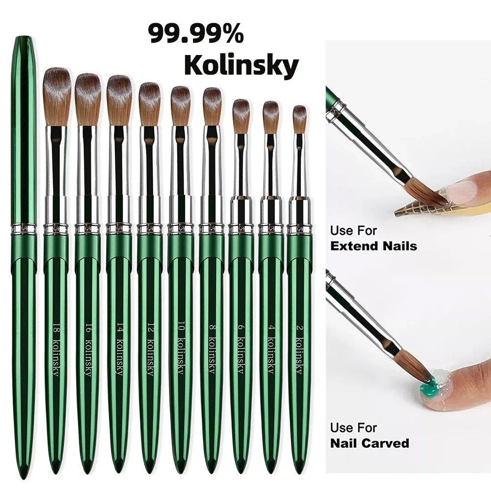 High Quality Kolinsky Acrylic Nail Brush Product Metal 100% Pure Kolinsky Brush for Acrylic Nails Sizes 10/12/16 250730