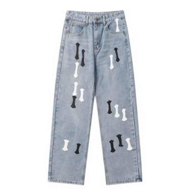 Chrome Jeans Mirror Quality Designer Denim Pants Water Washed Y2k Cross Pattern Embroidery Trend Brand Hoodie Loose Fit Fashion Hip Hop Casual Stree