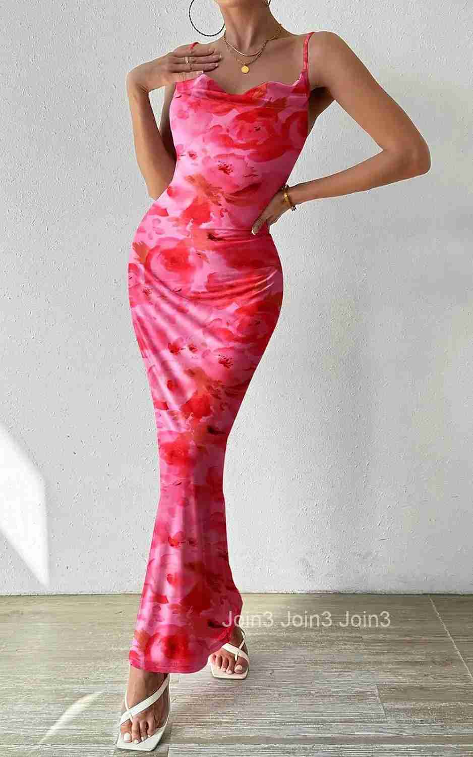 Print Suspenders Sexy Women Midi Dress Spring Summer Fashion New Streetwear Casual Party Outfits Beach Vacation Robe Femme
