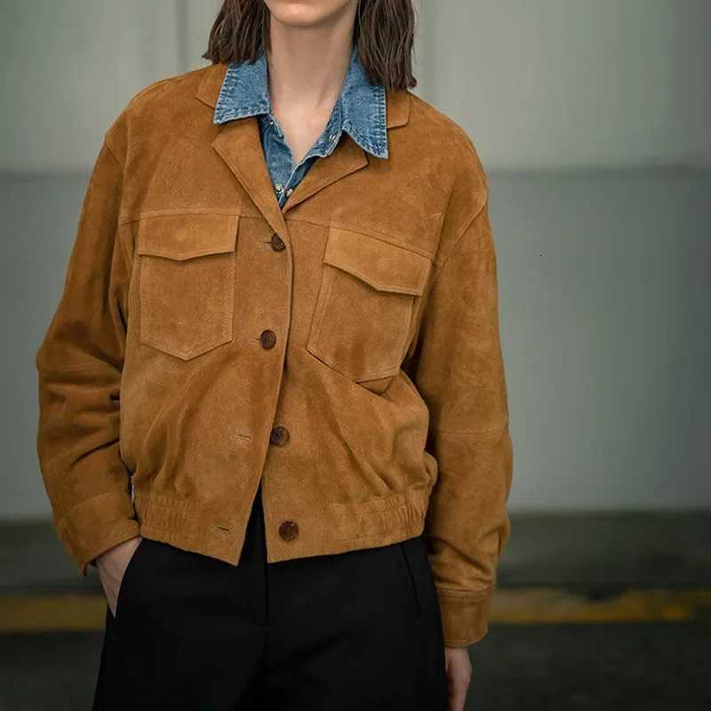 Womens Vintage Long Sleeve Bomber Jacket Notched Collar Autumn Coat Casual Winter Outerwear Feminino Casaco 2025 Z250804