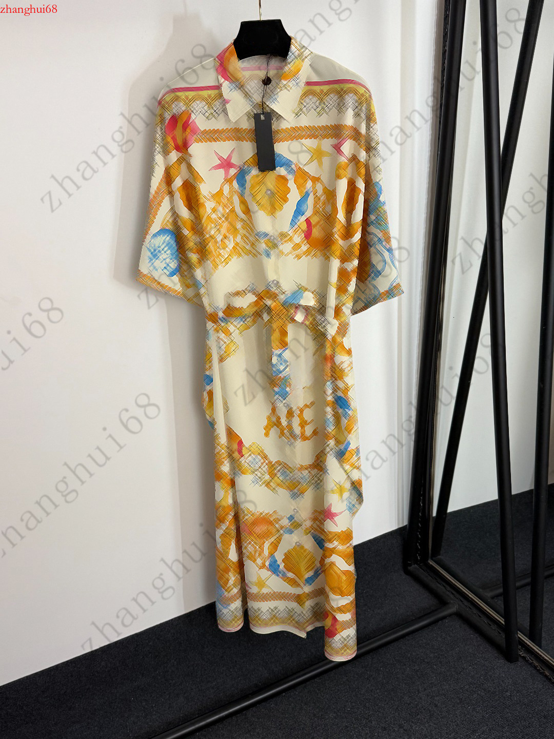 Summer New Women's Dress Designer Bohemian Style Vacation Long Dress High Quality with Belt Loose Versatile Women's Dress