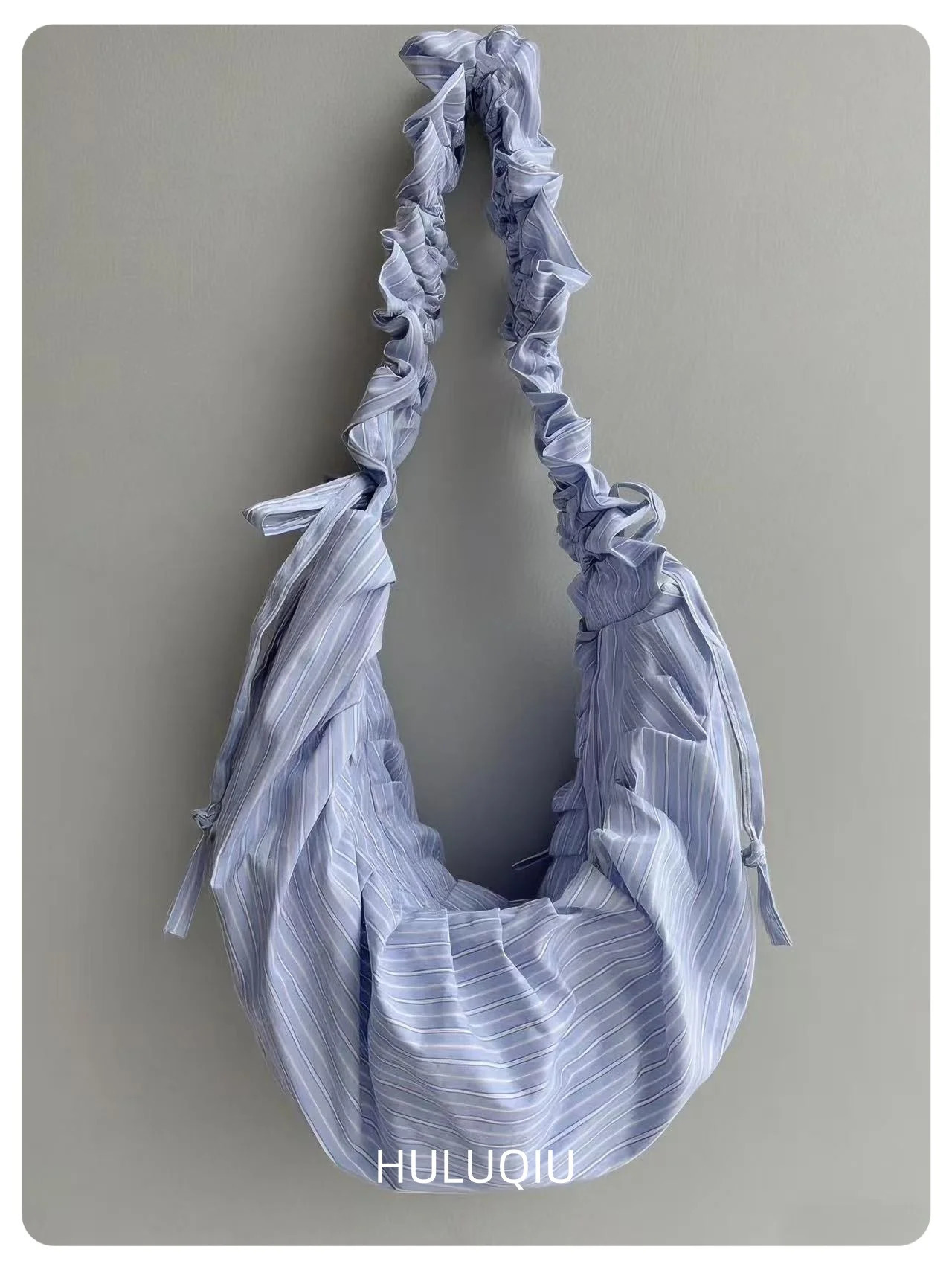 Pleated Striped Dumpling Hobo Bag Solid Color Korean Soft Cotton Phone Purse Stylish Underarm Shoulder Shopping Bag 250801