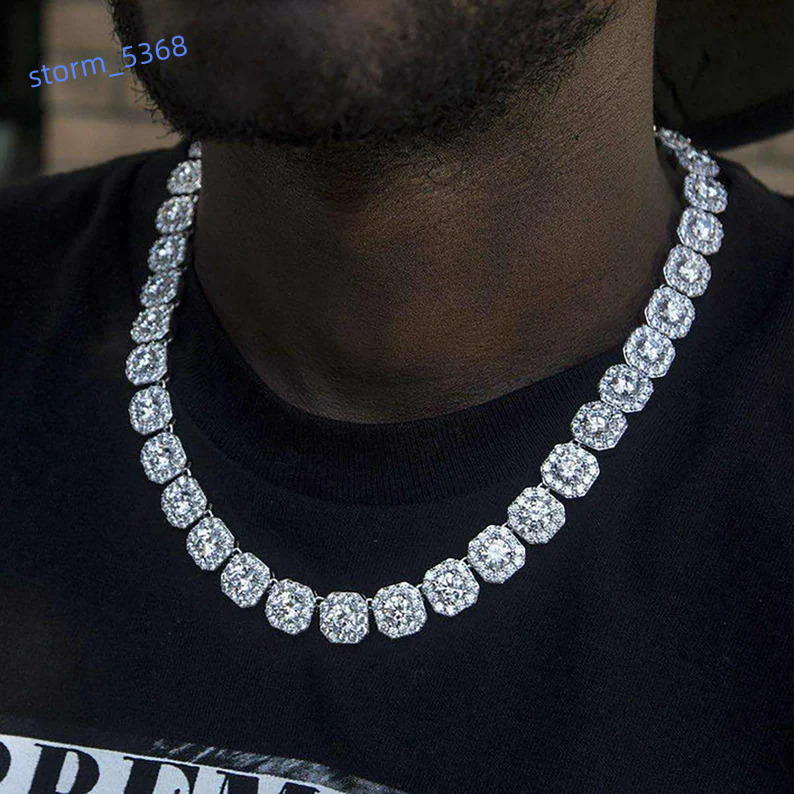 12mm Bezel Setting Tennis Chain Necklace Moissanite Tennis Necklace 925 Sterling Silver Hip Hop Best Tennis Necklace Jewelry