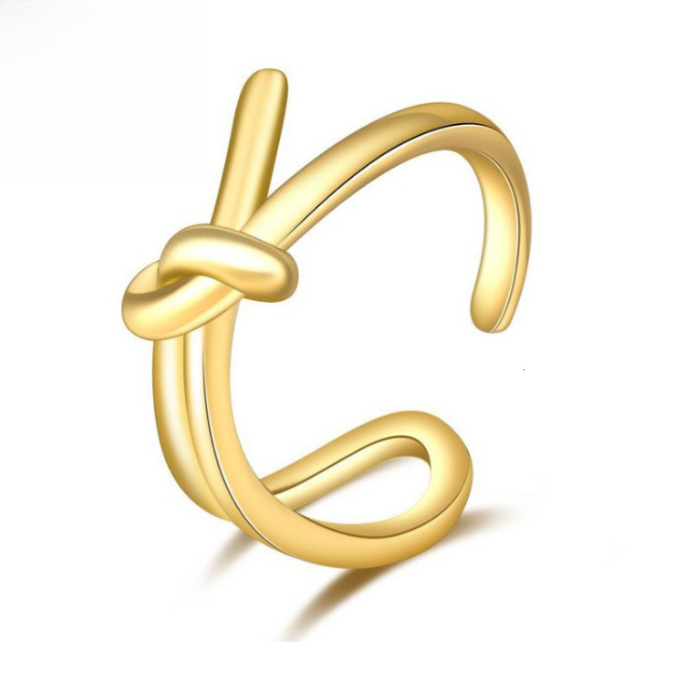 Free Shipping 2025 New Designer Jewelry Butterfly Knot Ring Simple Trendy Adjustable Knot Open Ring For Women 18K Gold Plated Index Finger Ring Whol