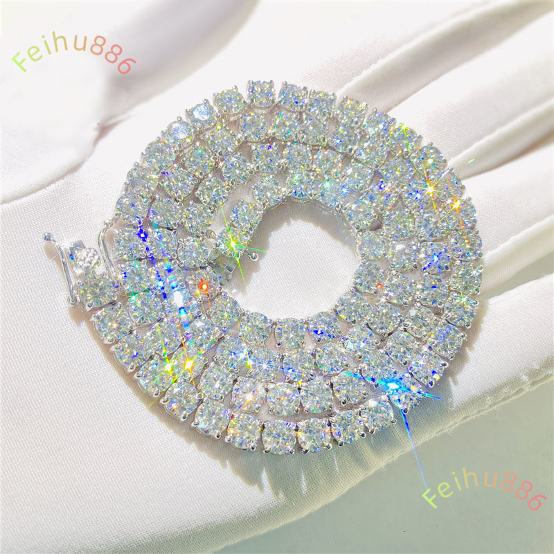 Pass Diamond Tester Hip Hop Necklace GRA Certificated Mossanite Diamond Tennis Chain Necklace for Men Women