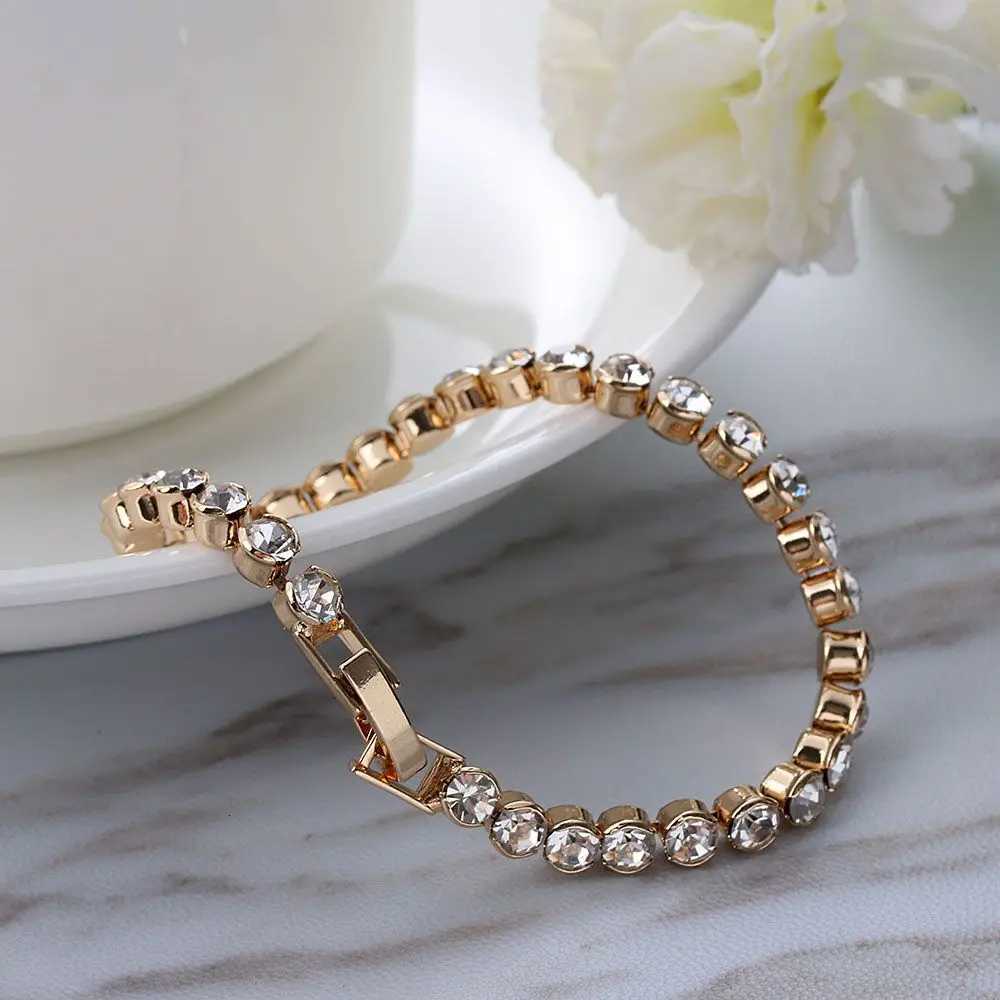 Women Austria Crystal Charm Hand Chain Cuff Bangles Shiny Bracelets Fashion Jewelry XJ250804