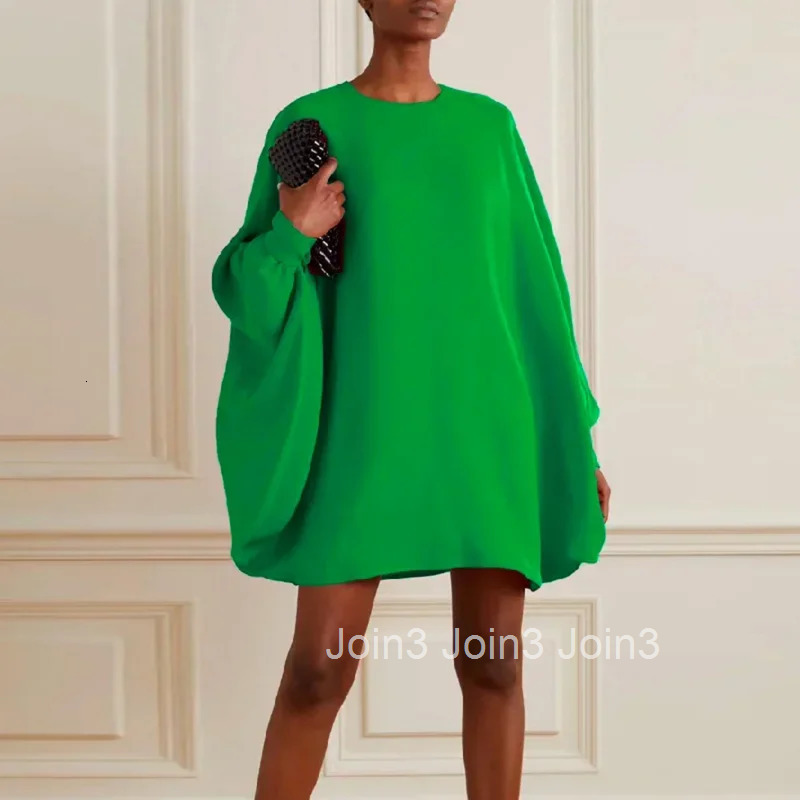 Modigirl Above Knee Dress Solid Color Round Neck Batwing Sleeves Loose Dresses For Women New Spring Summer Casual Outfits