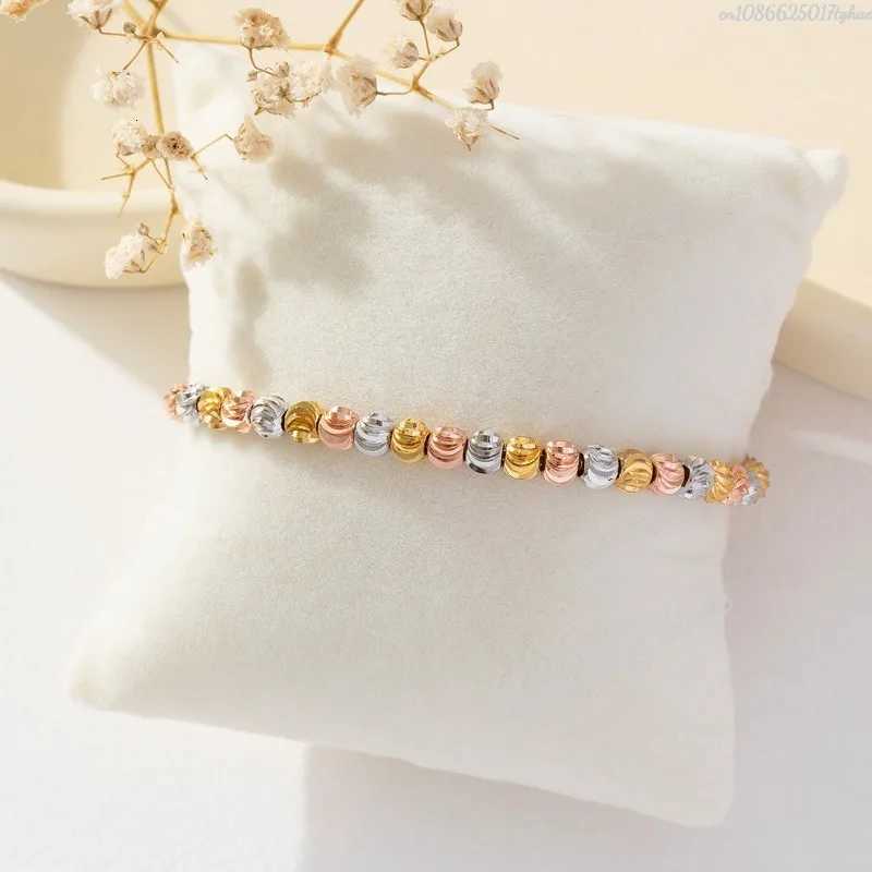 Metal Stainless Steel Waterproof Jewelry Womens High Quality Gold Charm Sand Ball Shiny Beads Mixed Color Elastic Bracelets XJ250804