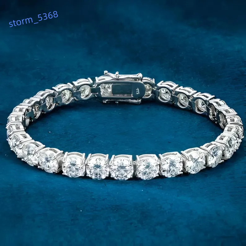 High Quality Fire Jewelry Moissanite Tennis Chain Bracelet Pass Diamond Test Hip Hop S925 5mm Moissanite Bracelet for Men