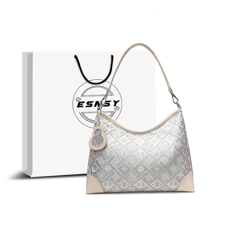Free Shipping Designer Luxury Chinese Ethnic Style Zhuang Jin Women's Armpit Bag New Handbag Large Capacity Shoulder Bag Casual Shopping Bag