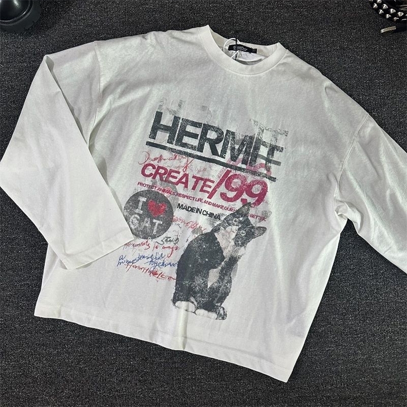Streetwear T Shirt Y2K Hip Hop Letter Retro Graphic Print Oversized Tshirt Mens Womens Round Neck Cotton Long Sleeve Tops Autumn 250728