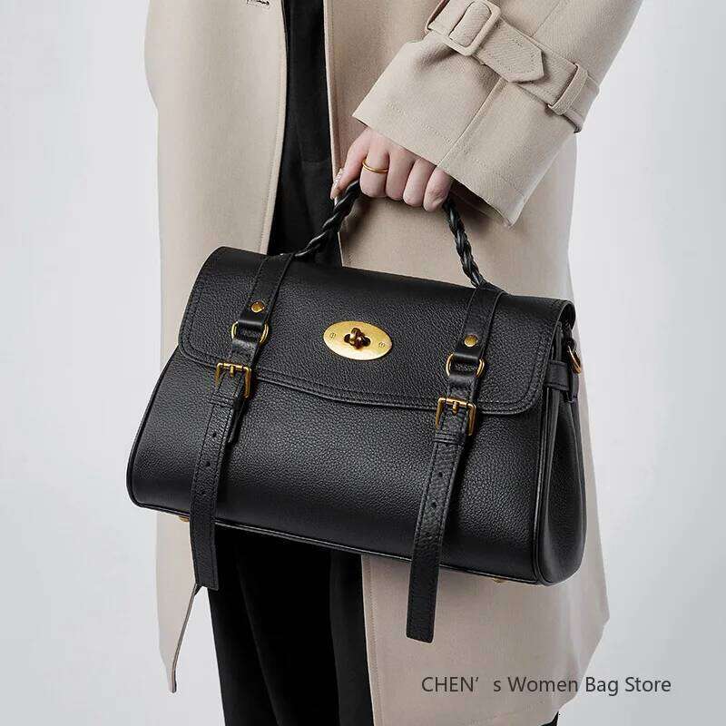 Designer Women's New Genuine Leather Handbags High Quality Cowhide Women Shoulder Bag Boston Female Crossbody Bags 250731