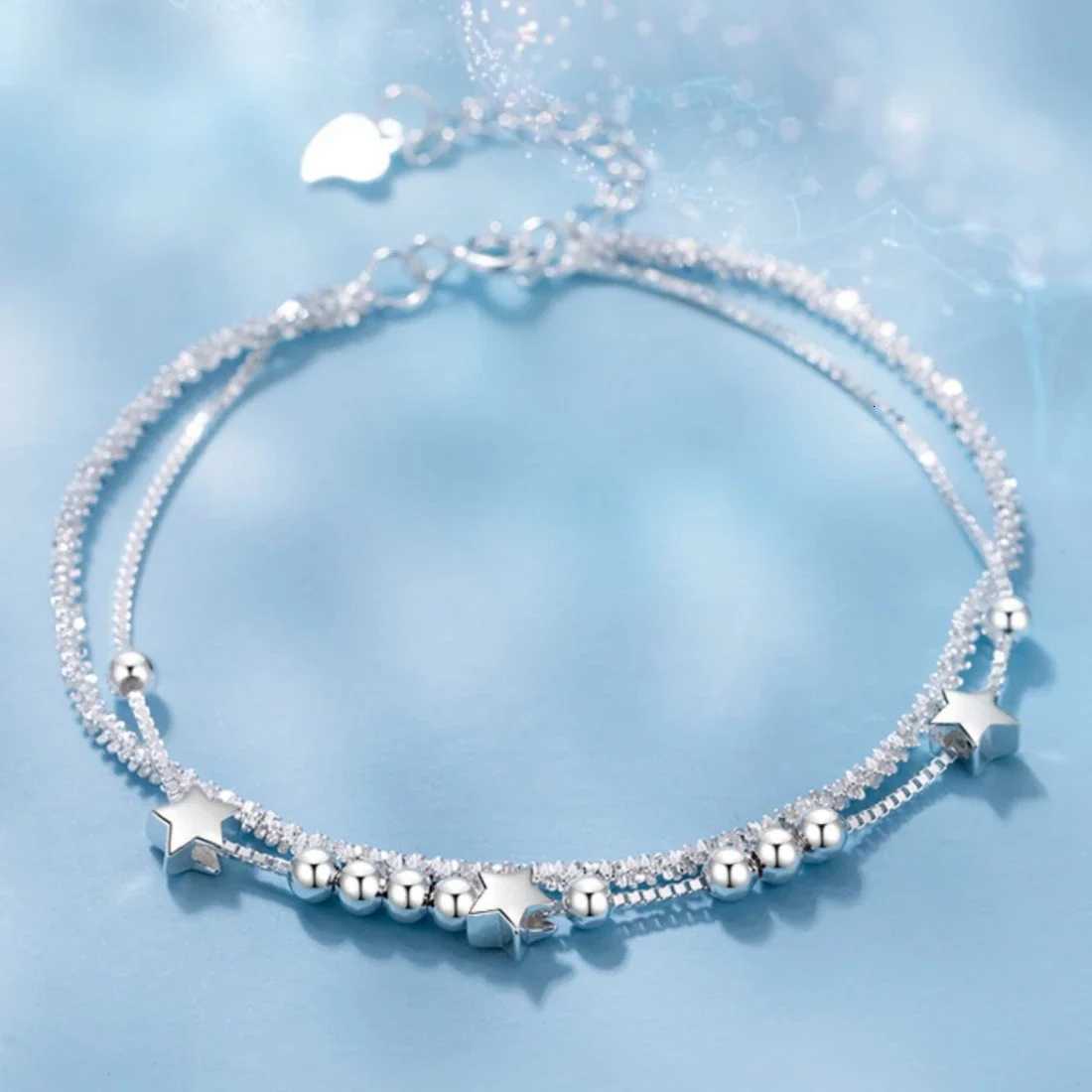 925 Sterling Silver Stars Beads Bracelets for Women Korean Designer Double Layered Starry Sky Bracelets Original Jewelry XJ250804
