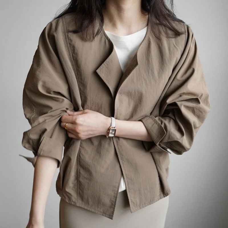 2025 Spring and Summer Womens Clothing Versatile Korean Simple Casual Chic Cardigan Small Jacket Short Windbreaker Top 250804