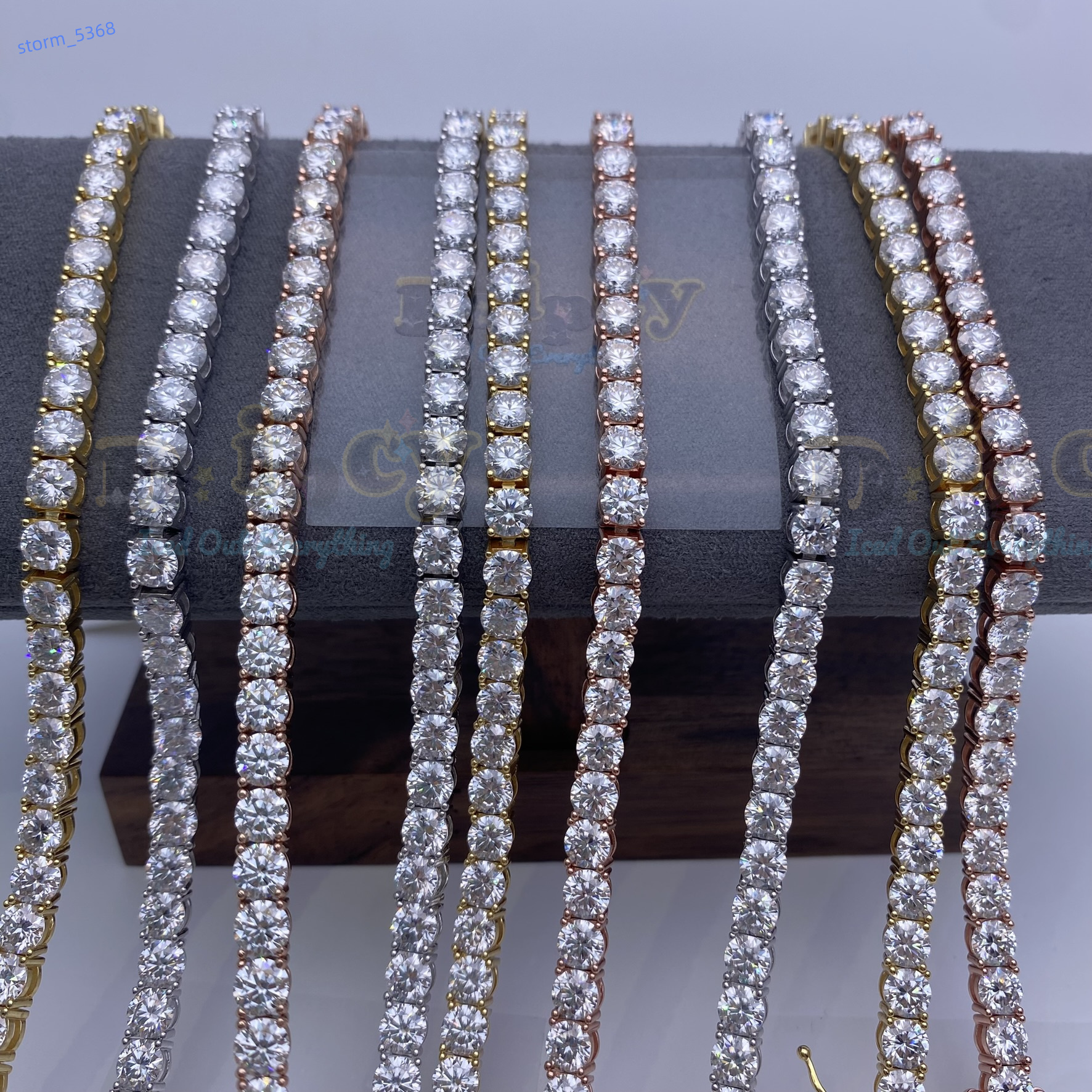 Sliver Moissanite Tennis Necklace 925 Sterling D Color VVS Diamond Moissanite 5mm Hip Hop Style Pass Diamonds Tester Test
