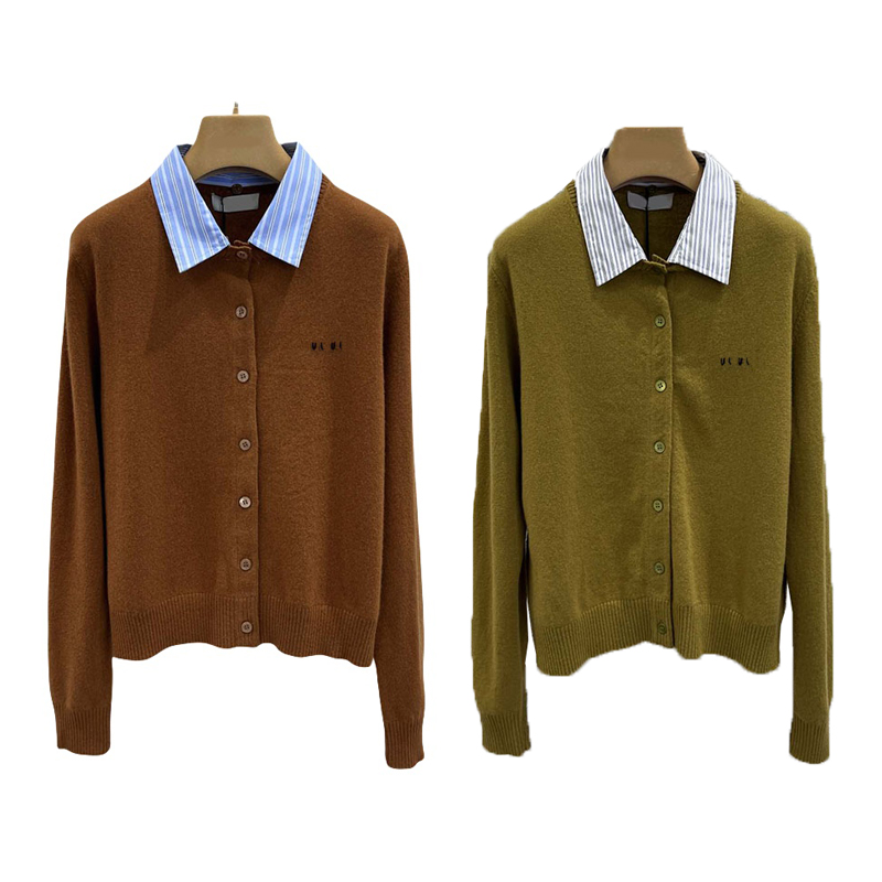 Luxury Women Letter Sweater Cardigan Designer Slim Fit Lapel Button Knitwear French Style Trendy Daily Versatile Knitted Tops