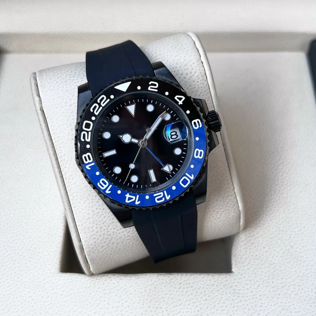 GMT Designer Mens Watch Blue Black Color Rotation Rotating High Quality 2183 Mouvement automatique Fashion Dual Immary