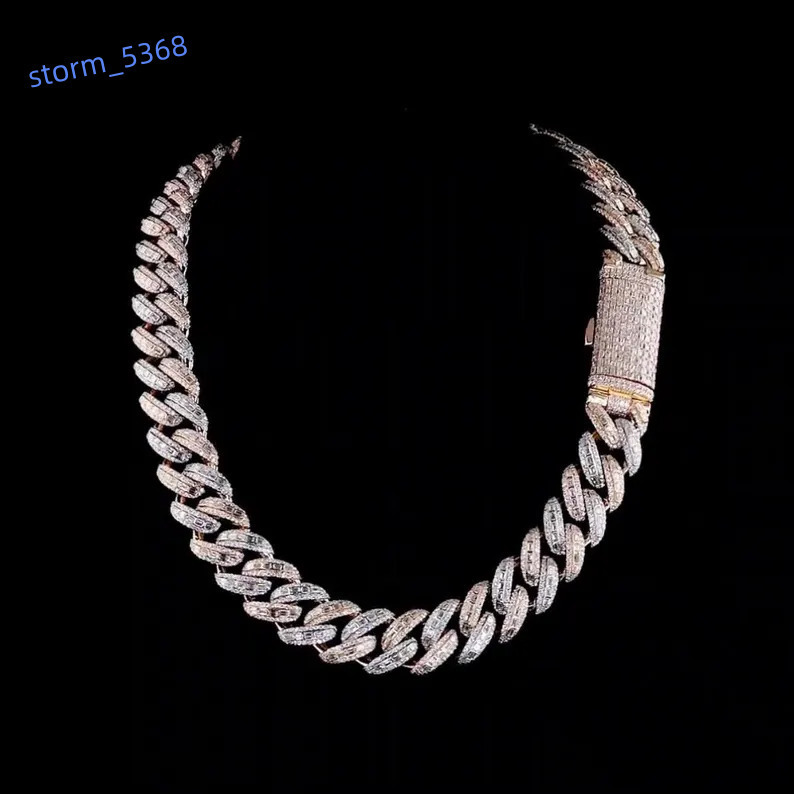 Super Luxury Jewelry Two Tone Moissanite Cuban Chain with GRA Certificate Hip Hop Moissanite Cuban Link Chain 925 Silver