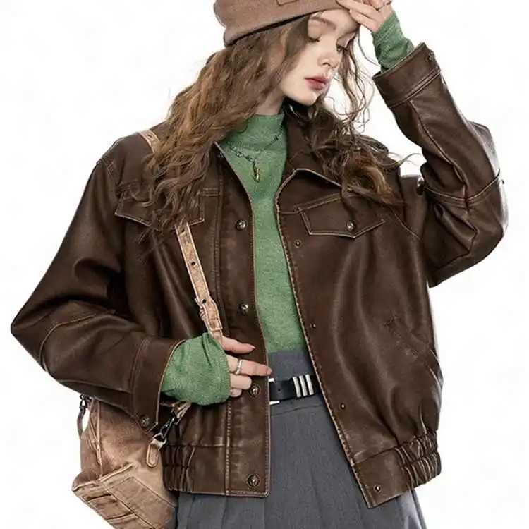 American Retro Maillard Style Jacket For WomenS 2025 Autumn And Winter New Fashion Loose Temperament Short Jacket Z250804