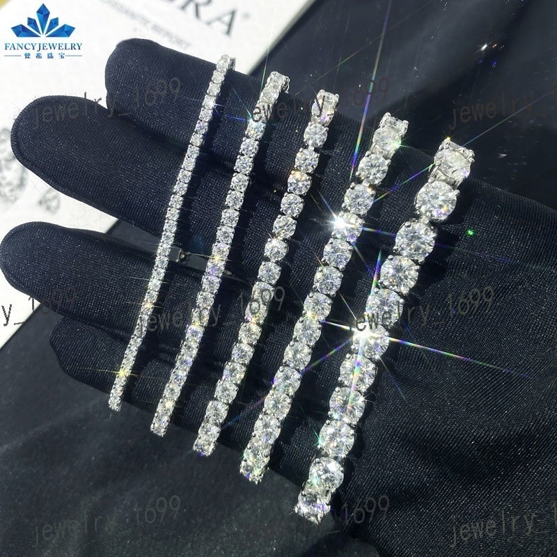 Luxury Hiphop Iced Out 3 mm 4 mm 5 mm Bracelets de tennis Moisanite pour les femmes Bijoux de chaîne de bracelet de couleur de couleur de couleur