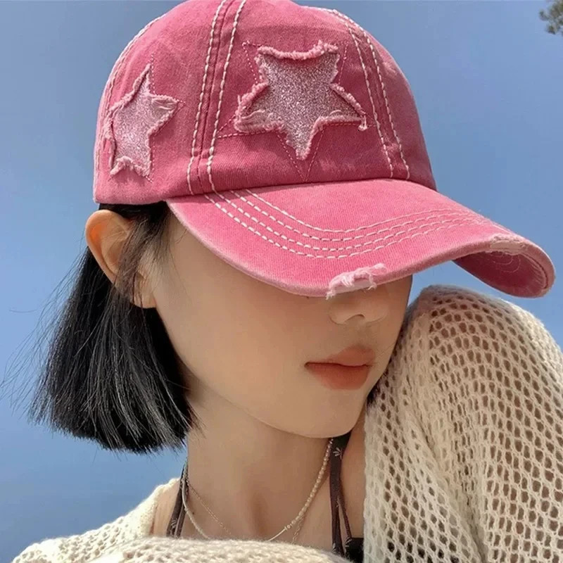 Retro Y2K Star Washed Denim Hole Baseball Cap Hats Autumn Summer Fishing Hat Men Women Caps Casquette Gorras 250707