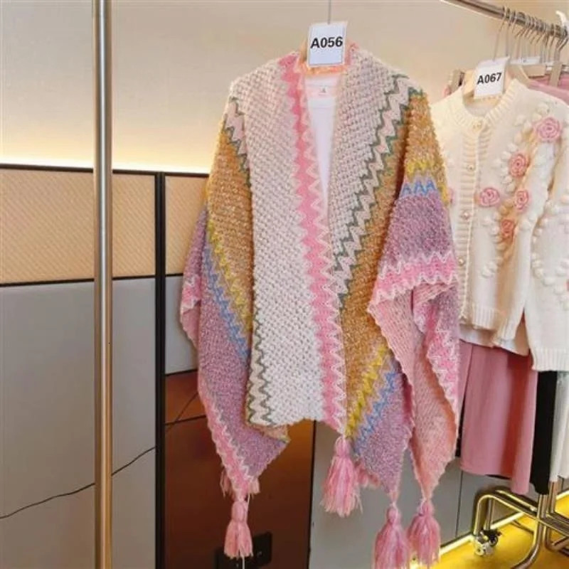 Women Knitting Poncho Capes Autumn Winter Female Bohemian Poncho Cloak Retro Montage Winter Clothing Cloak 250729