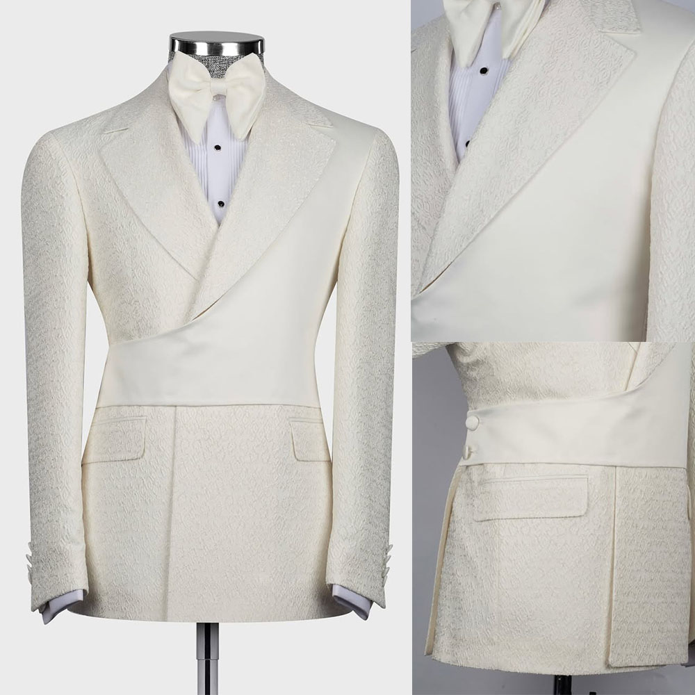 Simple Men Suits Tailor-Made 1 Piece Notched Lapel Jacket Jacquard One Blazer Groom Evening Prom Customized Only Coat Plus Size