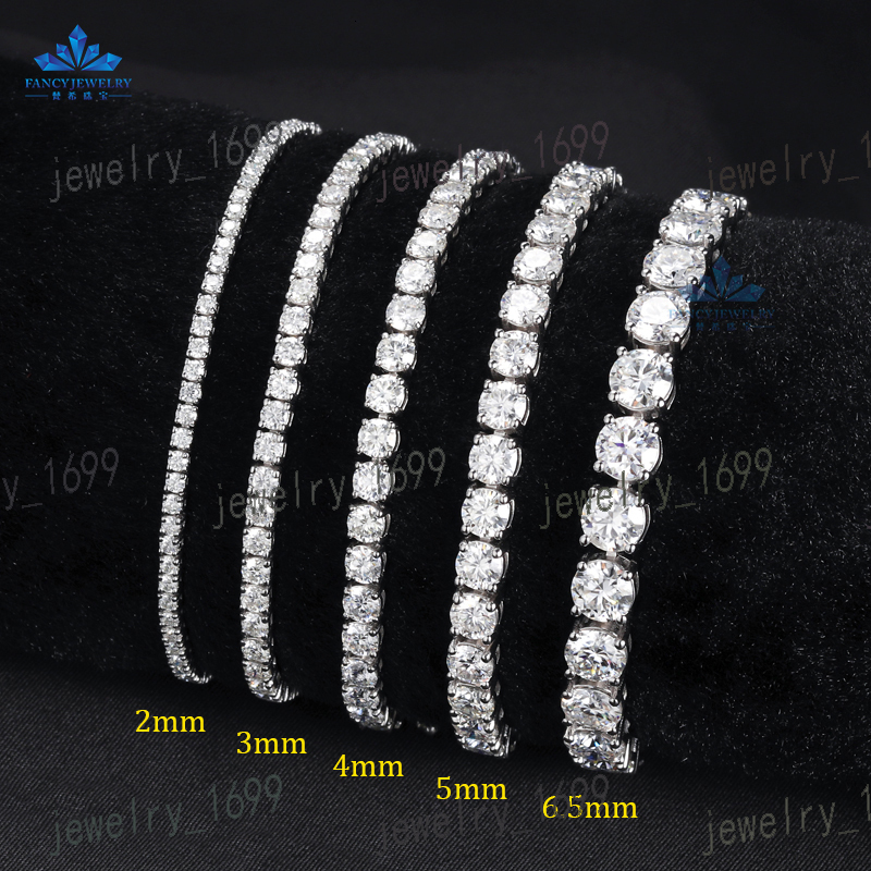 Fancy Hot Sale Iced Out Moissanite Chain Jewelry Unisex 925 Sterling Silver MoissaniteTennis Bracelet