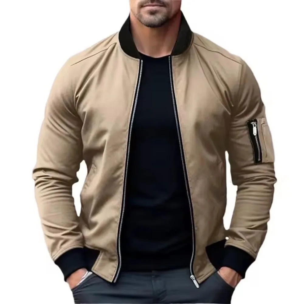Jackets for Men Solid Color Bomber Jacket Coat Business Male Coats Windbreaker Mens Zipper Korean Basic Streetwear Tops250801