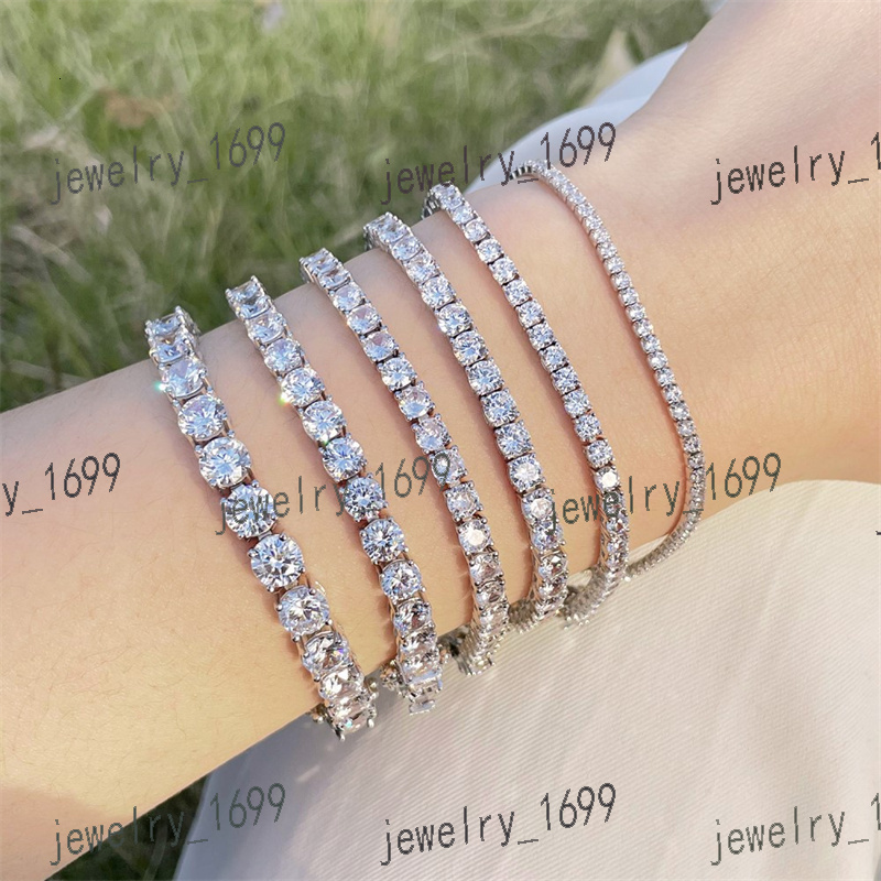 Luxury 2mm 3mm 4mm 5mm 6mm S925 Sterling Silver Infinity Full Diamond Zircon Tennis Bracelet for Men and Women