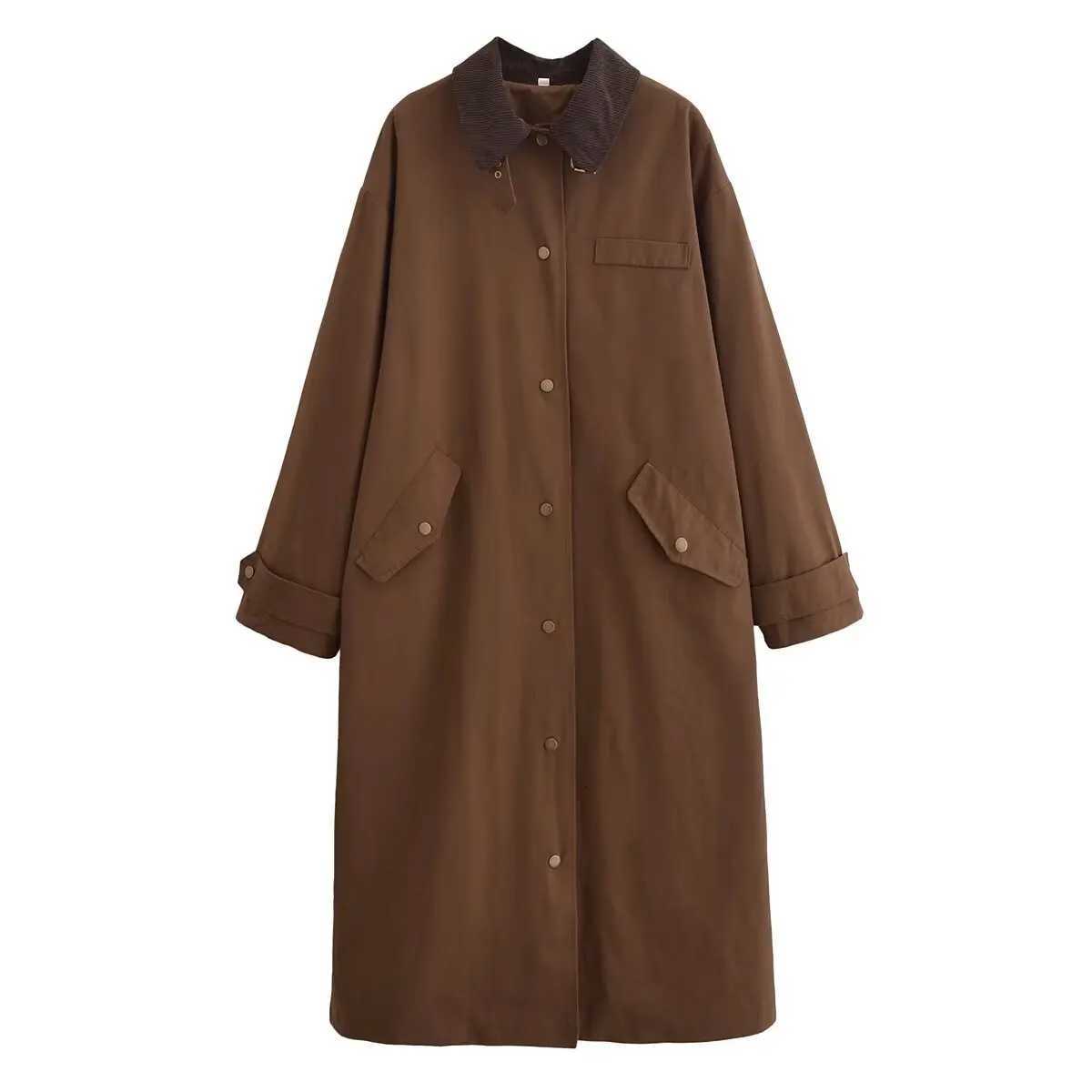 2024 Autumn and Winter New Fashion Lazy Style Stitching Coat Casual Zipper Long Sleeve Coat Outerwear for Women Z250804