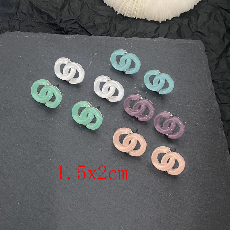 Candy Colors Designer Ear Stud 925 Silver Copper Stamp Letter Earring Fashion Womens Elegance Wedding Party Jewelry Accessories Resin Earrings