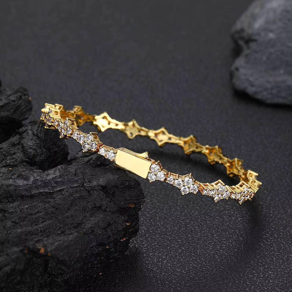 18K Gold Plated Stainless Steel Luxury Bling Diamond Bracelet Fashion Jewelry Women Silver Diamond Bracelet