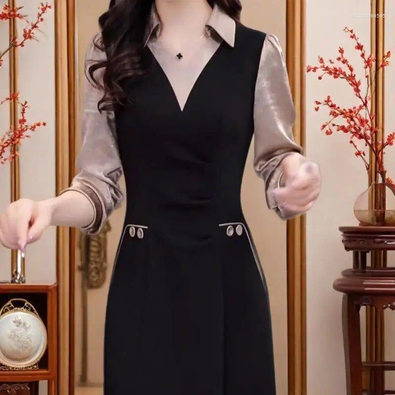 Casual Dresses Advanced Minimalist Atmospheric And Fake Two Chinese Style 2025 Slim Fit Slimming Spring Women's Clothin