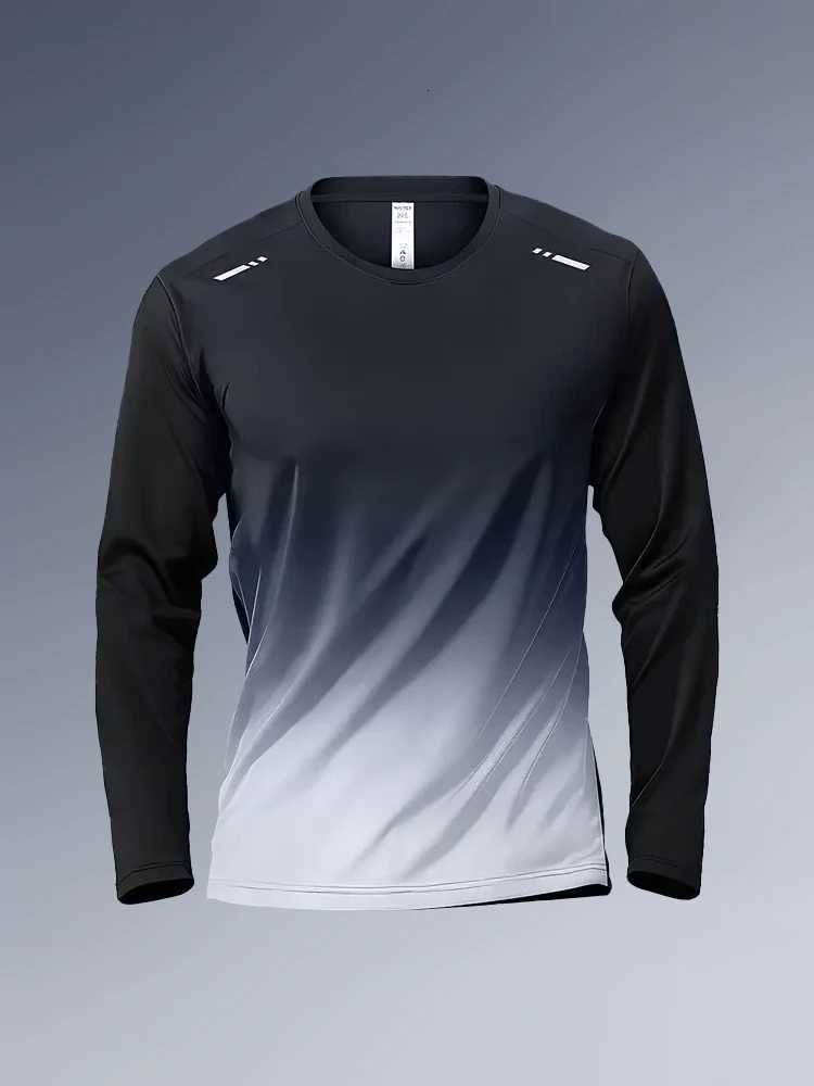 Mens Long Sleeves T-shirt Fitness Clothes Mens Spring Autumn Quick-Drying Clothes Training Sports T-Shirt Stretch Running Tops XJ250805