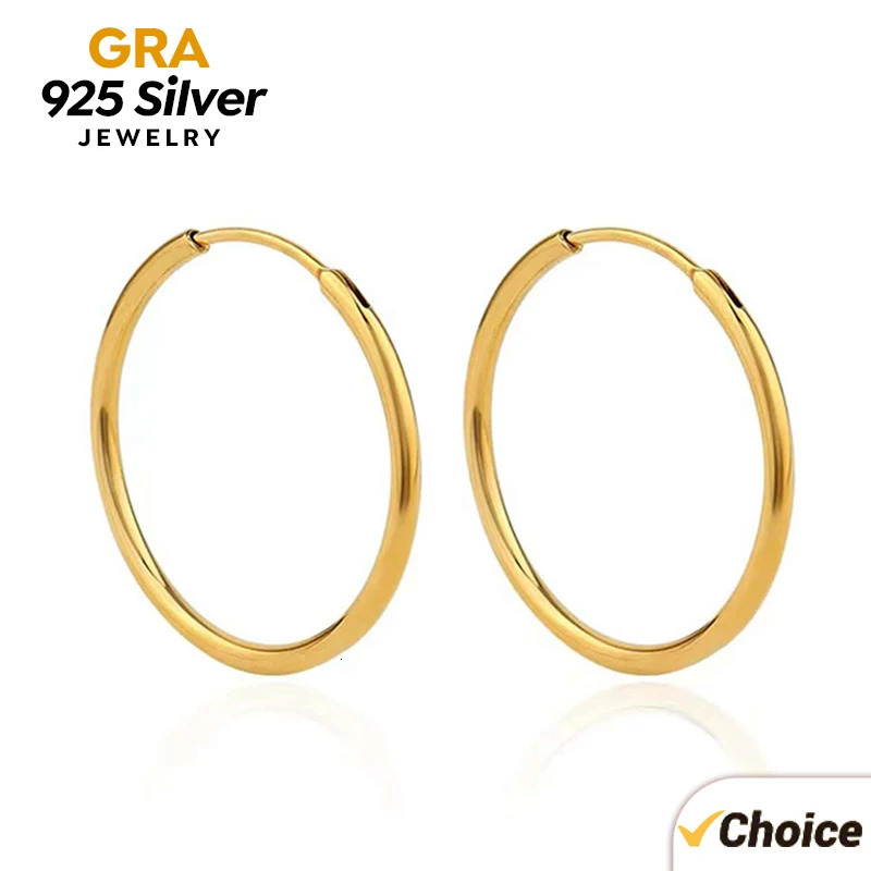 GRA Original 925 Sterling Silver 10MM 20MM Wire Diameter Large Round Hoop Earrings for Women Trendy High Quality Fine Jewelry 250730