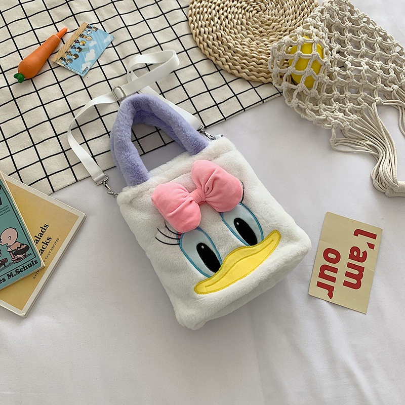 Free Shipping Designer Luxury Korean Version Cute Single Shoulder Plush Bag New Large Capacity Handbag Cartoon Doll Casual Women's Bag