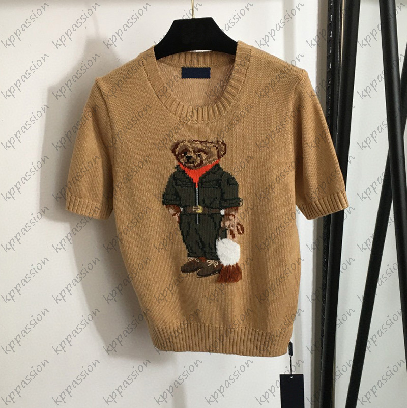 Designer Knitted T Shirt Designer Women Bear Shirt Top Luxury Knits Tops Short Sleeve Sweater Designer Clothes Women Casual Shirts Spring Autumn Top