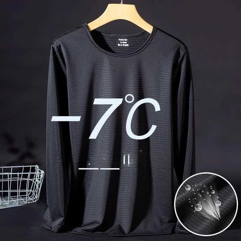 Ice Silk Mens Summer Thin Breathable Me UV Protection T-Shirt Long Sleeve Outdoor Base Layer T-Shirt Loose Fit Youth Trend XJ250805
