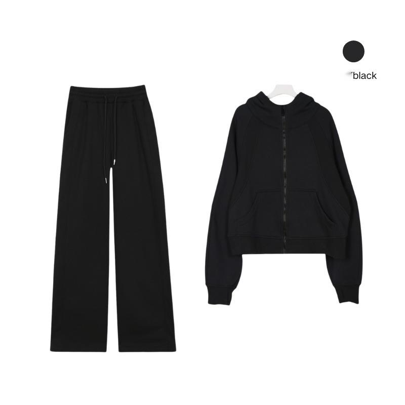 Ensembles de yoga Sweats à capuche pantalon complet à glissière Col de support d'épaississement en toison sweat chaud féminin de veste de manteau