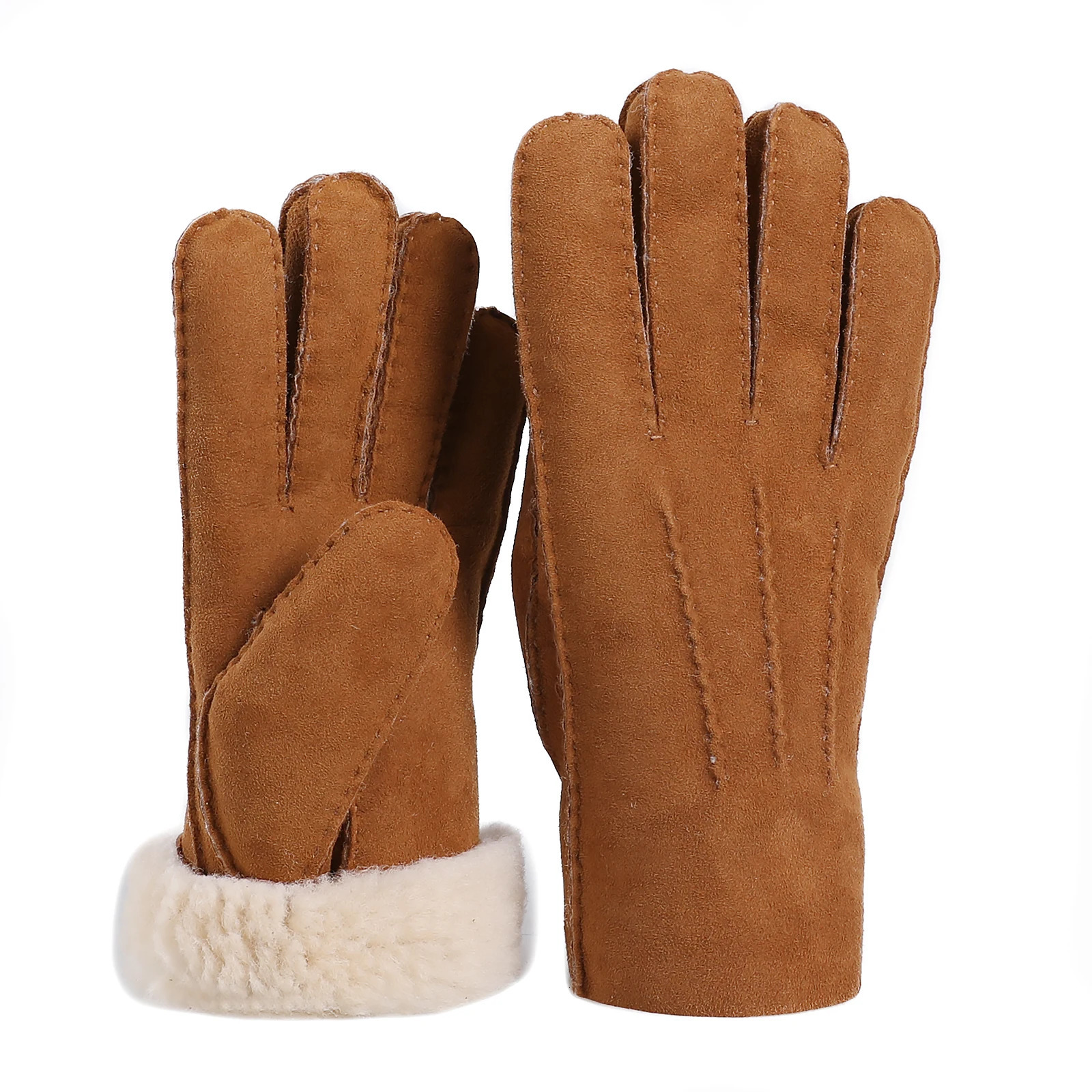 BOONJOVIA Unisex Winter Genuine Shearling Wool Gloves Cold Weather Leather Glove Handmade Thick Soft Warm 250801