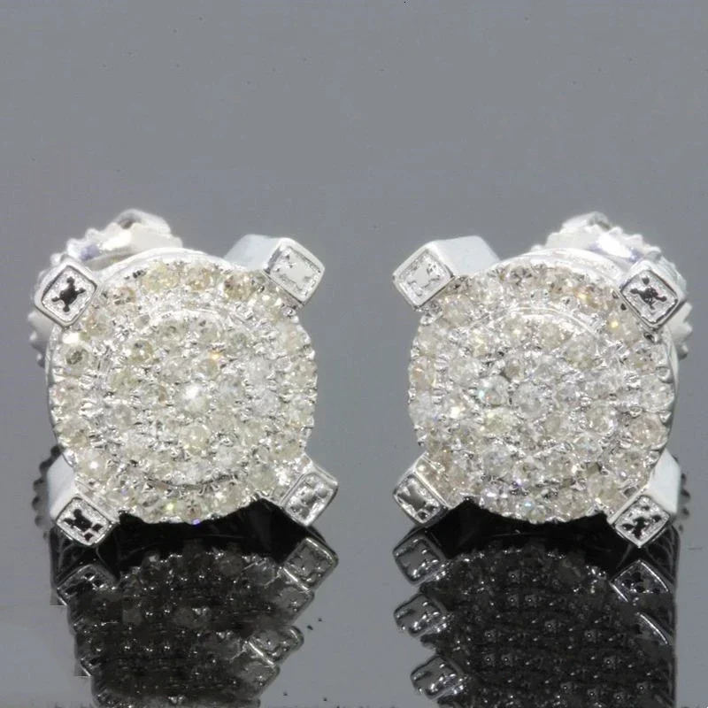 Fashion Gold Color Iced Out Square Bling Stud Earring Men Hip Hop Rhinestone Geometry Earrings for Women Party Jewelry 250804