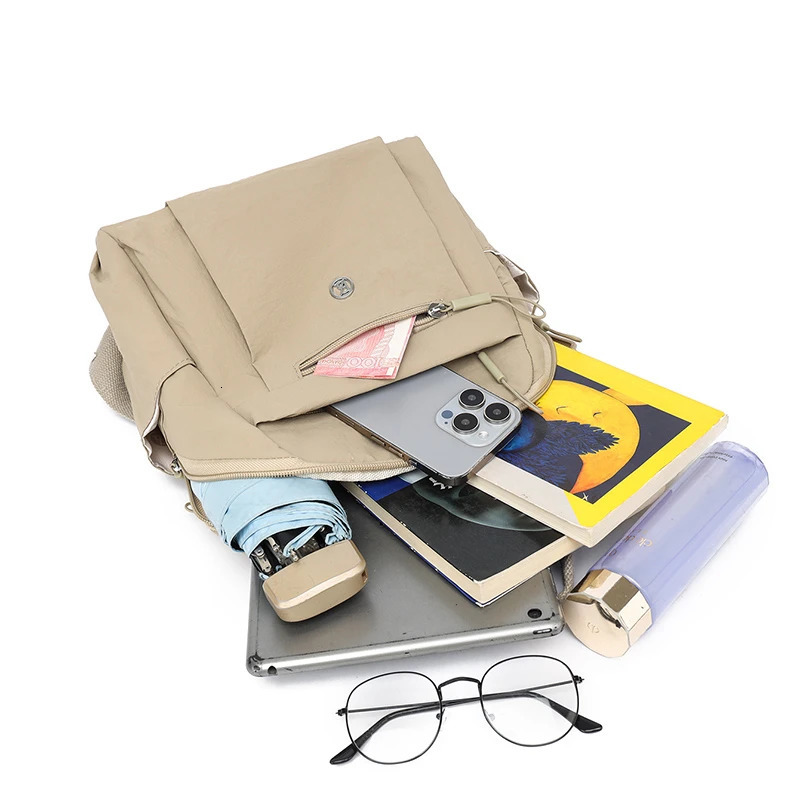 Style Summer Womens Crossbody Bag Lightweight Foldable Nylon Backpack Handheld Casual Purse 250809