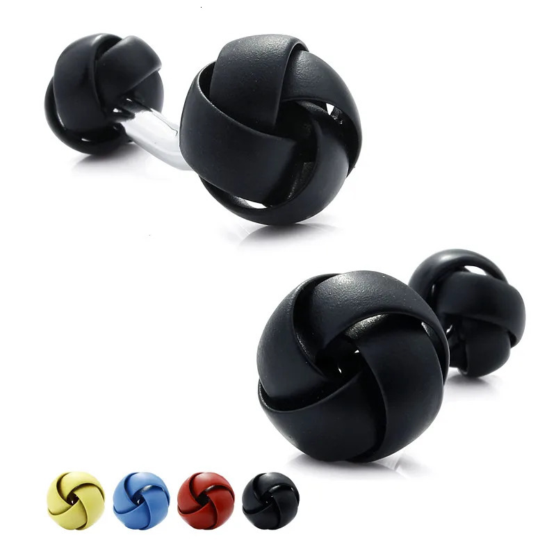 HAWSON Jewelry Metal Twist Cuff links Knot Black Red Yellow Blue Options Double Sided Cufflinks High Quality Mens Accessory 250729